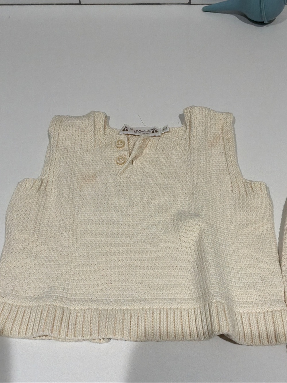 Bonpoint Cream Knit Button-Front Tank Top